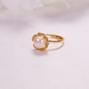 Pearl Jewelry Opening Adjustable Ring Real Gold Electroplated Micro-inlaid Zircon Freshwater Pearl Ring