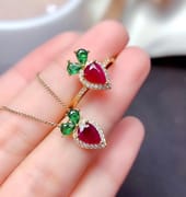Natural 1 karat Ruby Set Genuine 925 Silver Wholesale Girl Gift