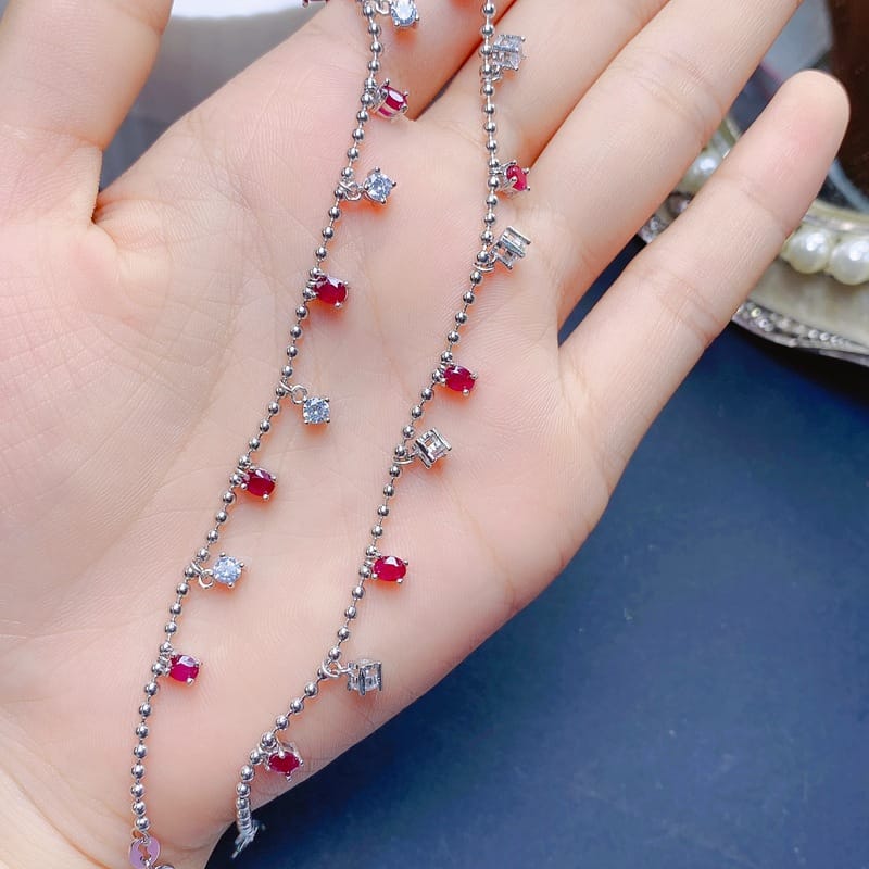 Natural pink tourmaline bracelet luxury exquisite women's 925 silver inlaid pink tourmaline beautiful colorful treasure wholesale