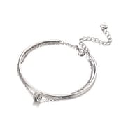 S999 Sterling Silver Double Layer Bracelet Women's Niche Design Bracelet Silver Women's Simple Cold Style Girls' Trendy Bracelet