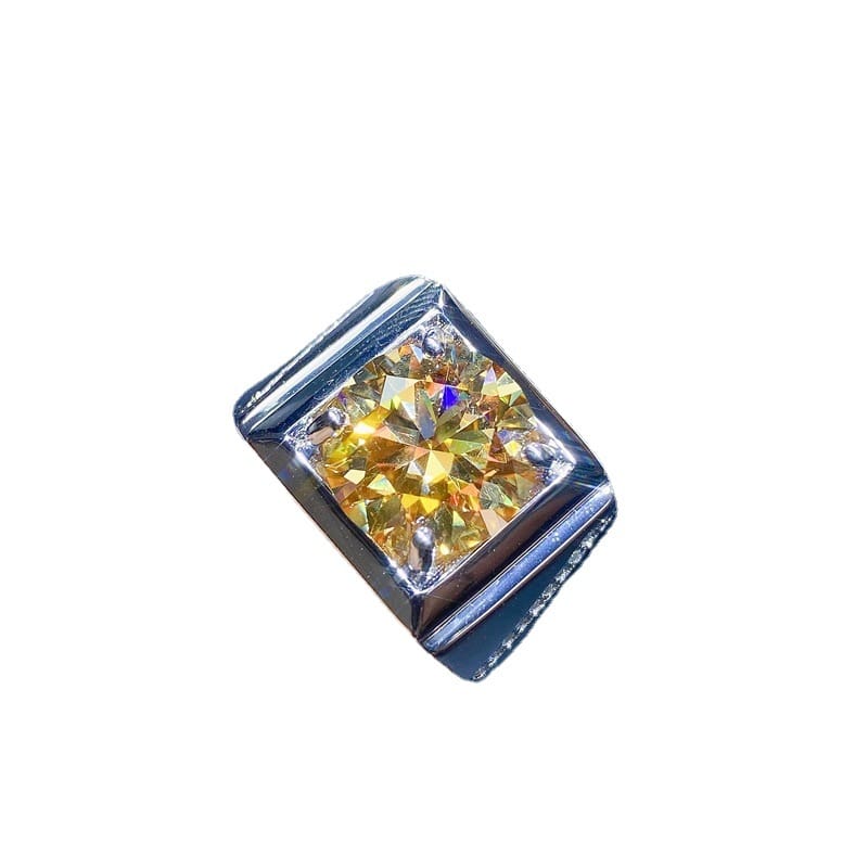 Men's diamond ring. 5 karat Yellow Diamond men's ring tested diamond pen with GRA certificate D color