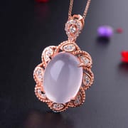 Light color 925 silver inlaid natural powder crystal pendant natural hibiscus stone large grain 10 karat