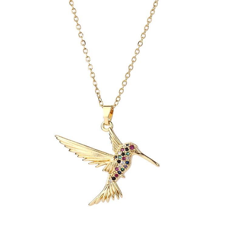 Niche Design Innovative Personality Bird Necklace Pendant Micro-inlaid Zircon Gold Plated Clavicle Chain Female European and American Cross-border Supply