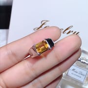 Caibao wholesale 925 silver inlaid natural citrine male ring bulk supply