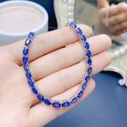 Sapphire bracelet 925 silver inlaid natural sapphire bracelet 4*6mm ladies chain live supply wholesale