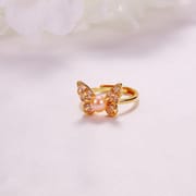 Pearl Jewelry Opening Adjustable Ring Real Gold Electroplated Micro-inlaid Zircon Freshwater Pearl Ring
