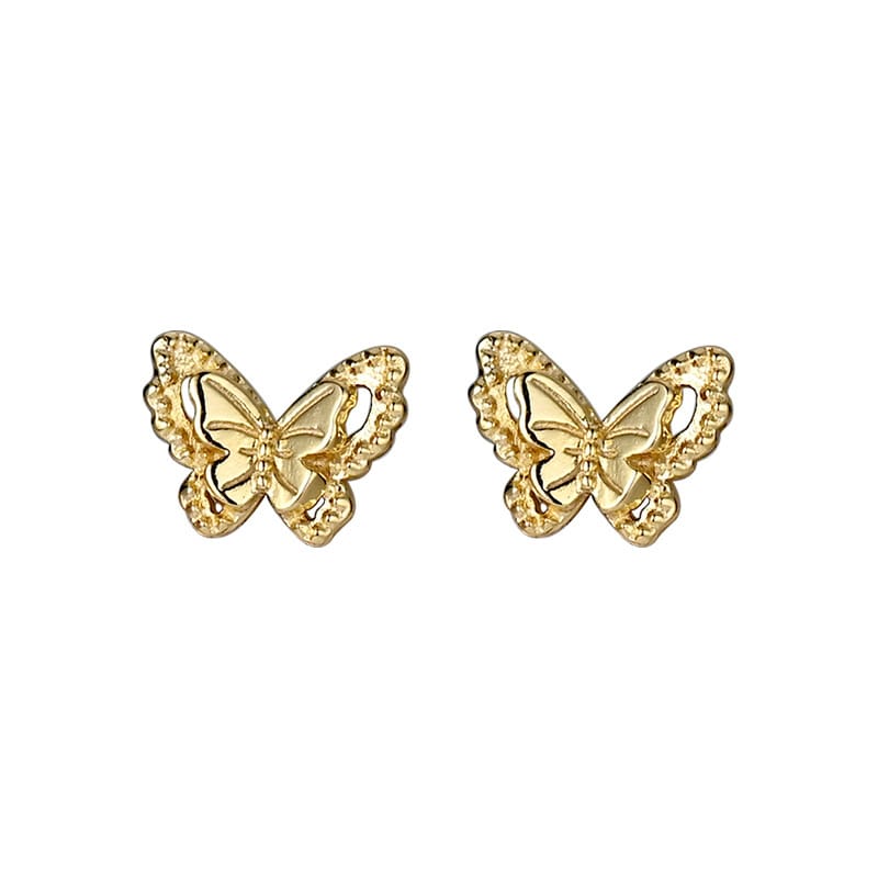Aobao S999 pure silver exquisite fashion light luxury butterfly stud earrings versatile commuter niche design sense ear piercing earrings