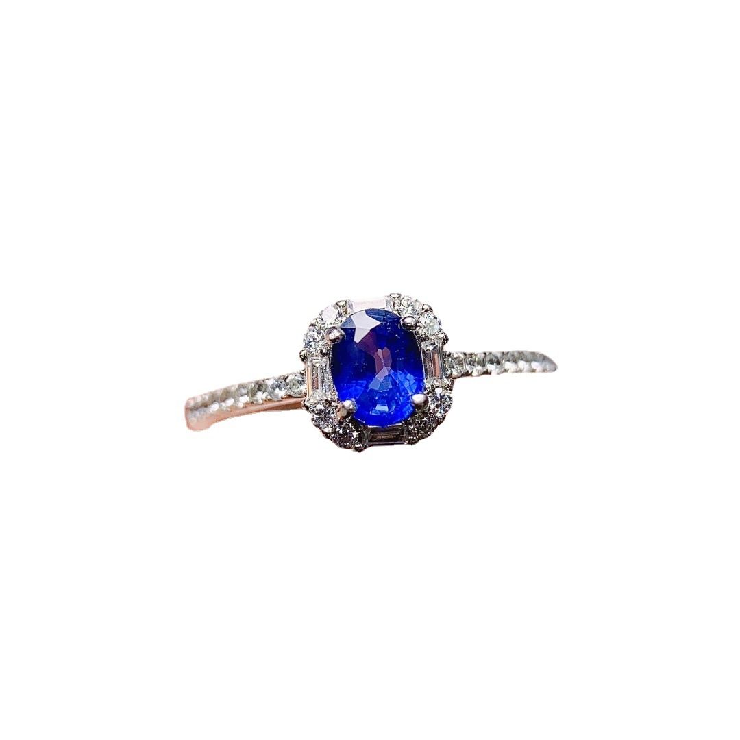 Factory wholesale explosions natural sapphire ring S925 silver inlaid with the main stone 4*5 selling Europe and the United States a generation of hair