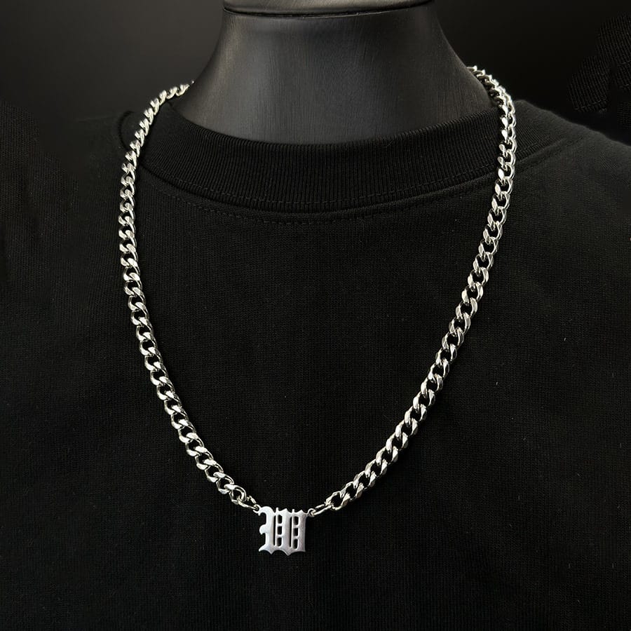 Cross-border Hot Selling Stainless Steel English Alphabet Pendant Necklace ins Cuban Hip Hop Fashion Street New Product