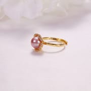 Pearl Jewelry Opening Adjustable Ring Real Gold Electroplated Micro-inlaid Zircon Freshwater Pearl Ring