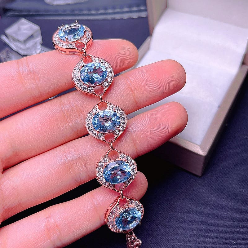 Natural Topaz 925 silver inlaid natural Topaz bracelet fire color good manufacturers make goods one-piece delivery