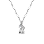 Po S999 Foot Silver French Romantic Rose Necklace for Girlfriend Gift New Necklace for Spring and Summer 2023