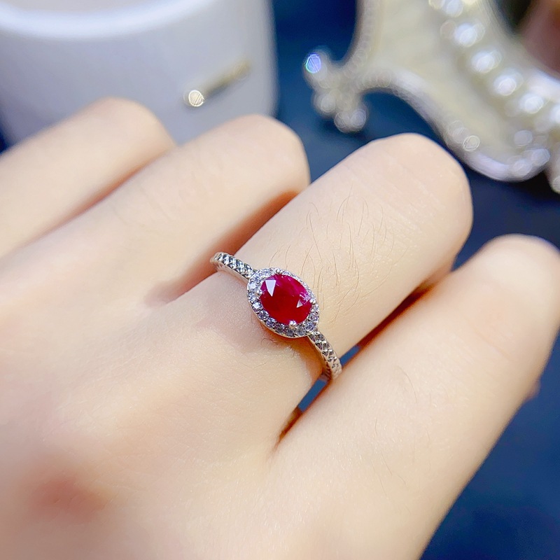 Simple personality natural old heated Ruby female ring 925 silver ...