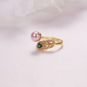 Pearl Jewelry Opening Adjustable Ring Real Gold Electroplated Micro-inlaid Zircon Freshwater Pearl Ring