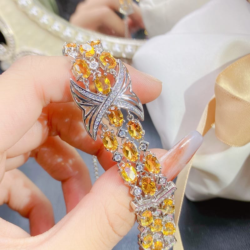 Citrine Bracelet Wholesale 925 Sterling Silver Citrine Ladies Bracelet Luxury Light Luxury High Sense