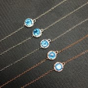 Simple Bracelet Japanese and Korean Style 925 Silver Inlaid Natural Topaz Bracelet Fire Color