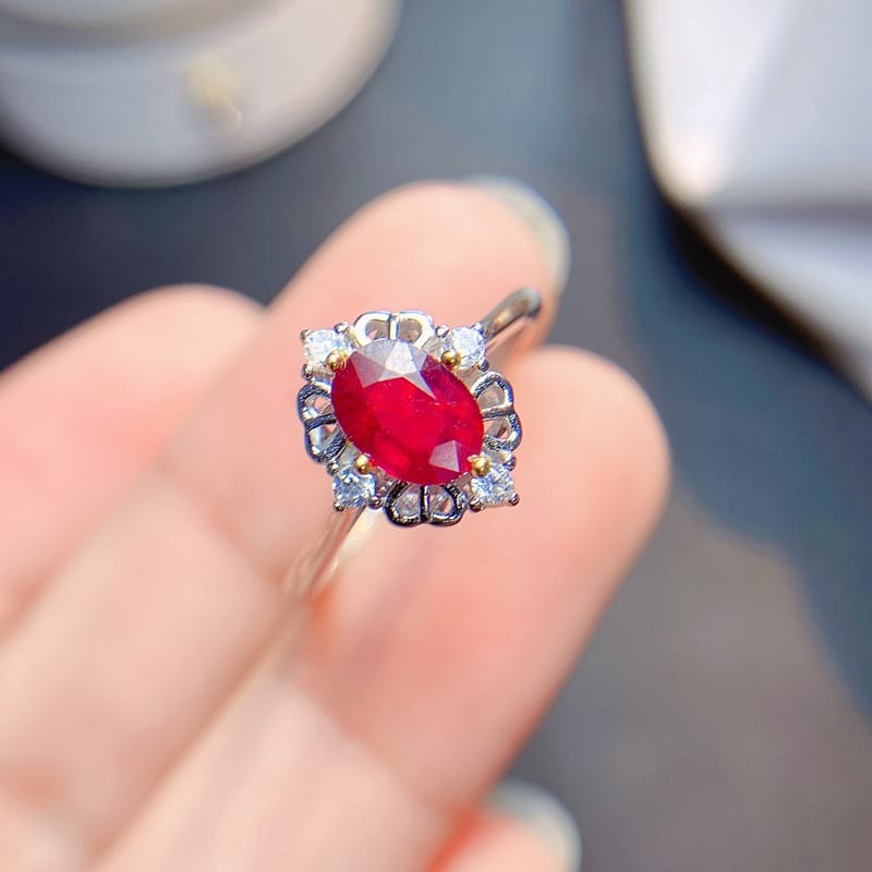 New burnt ruby ring 925 silver fashion high-grade light luxury female ring TikTok live supply wholesale