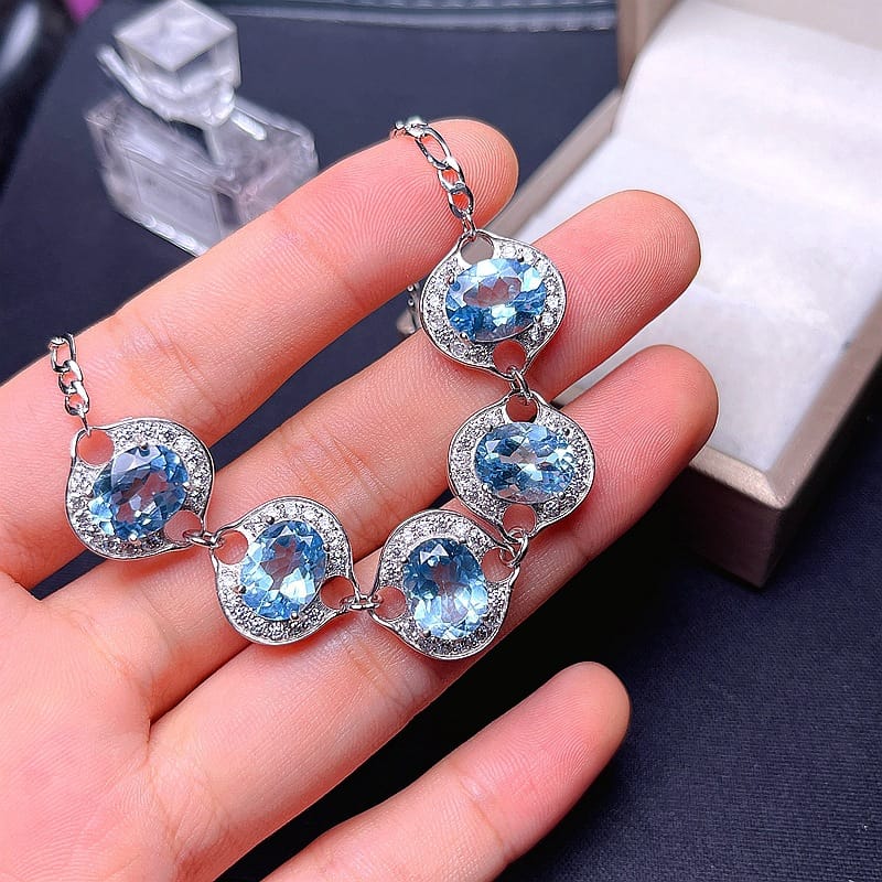 Natural Topaz 925 silver inlaid natural Topaz bracelet fire color good manufacturers make goods one-piece delivery