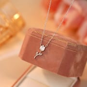 Po S999 Silver Tulip Necklace Fresh and Sweet Artistic Style Cute Simple Sweet Sister's Clavicle Chain