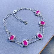 Fashion New Simple Watch Chain Japanese Style Light Luxury DIY Natural Burned Ruby Bracelet 925 Silver Live Supply