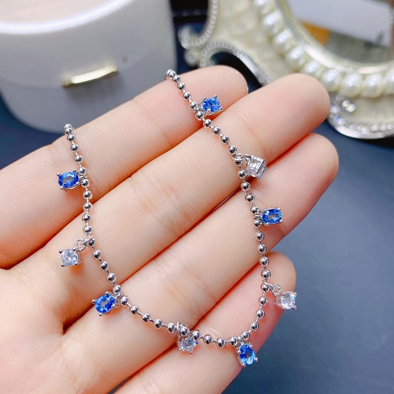 Natural Topaz bracelet luxury exquisite women's 925 silver inlaid lantopa beautiful colorful treasure wholesale