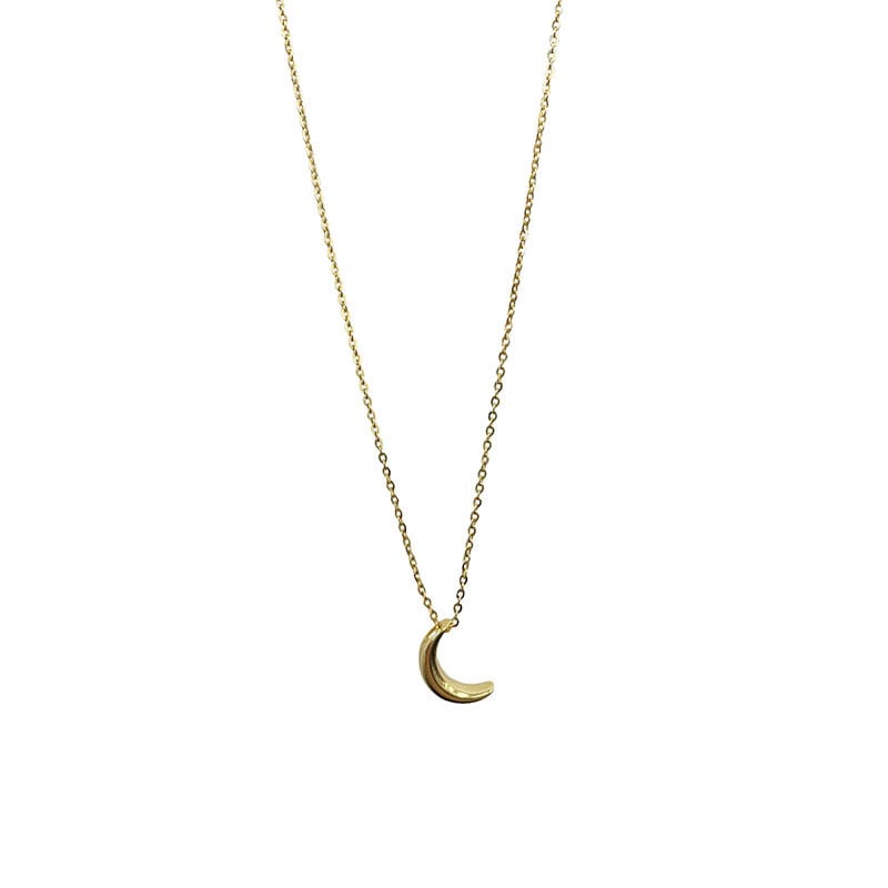 S925 Sterling Silver French High-grade Glow Small Moon Necklace Women's Elegant Moonlight Pendant Clavicle Chain