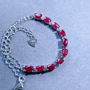 Fashion simple DIY natural old roast ruby bracelet 3*5mm925 silver fast hand Live supply wholesale