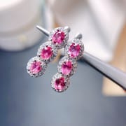 Tourmaline earrings 925 silver ladies natural gem tested a generation of overseas supply color is beautiful