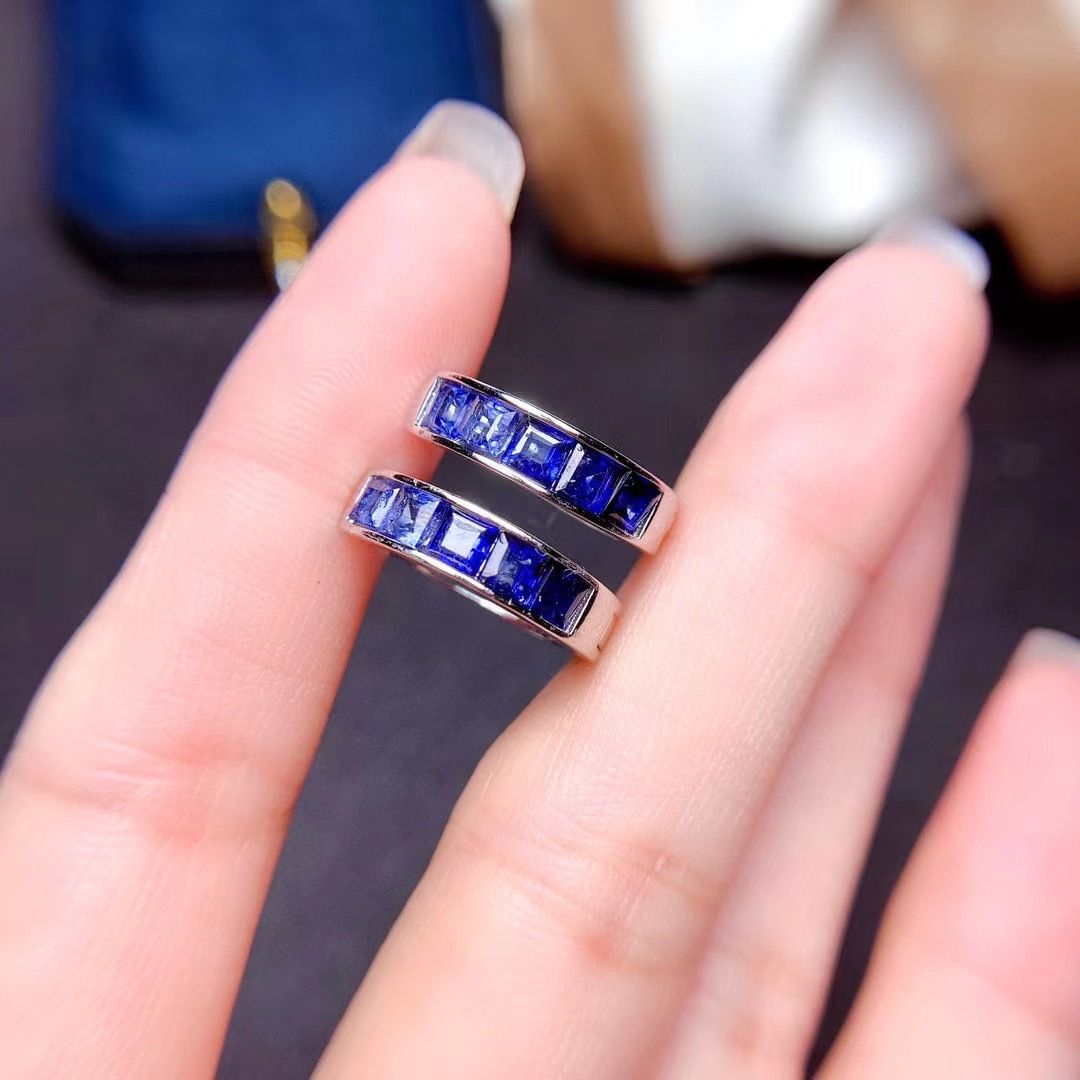 Natural Sapphire Ear Buckle 925 Silver Square Gemstone Fashion Design Color Treasure Supply Chain