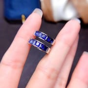 Natural Sapphire Ear Buckle 925 Silver Square Gemstone Fashion Design Color Treasure Supply Chain