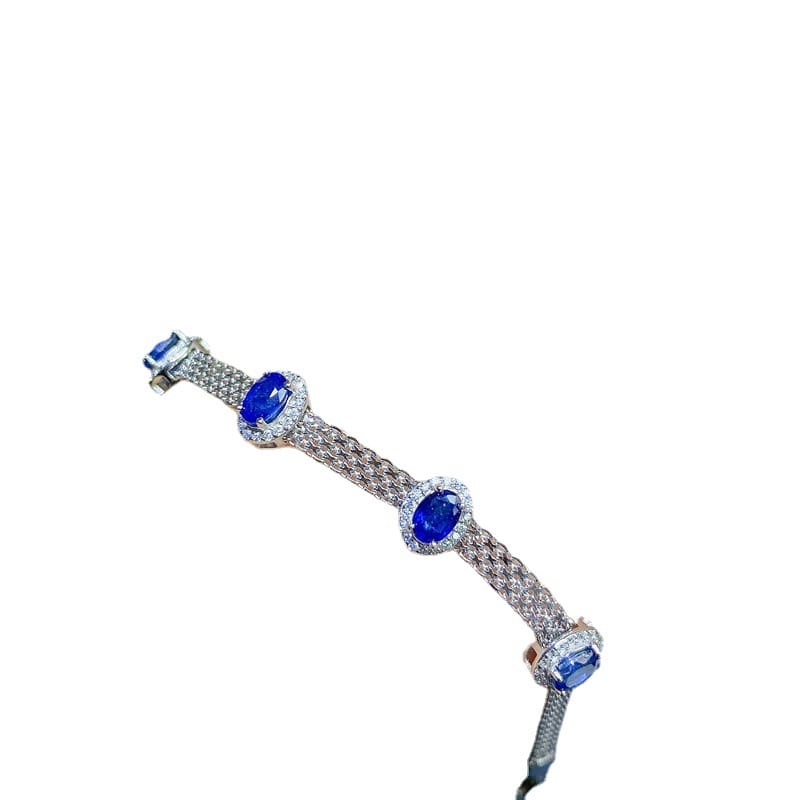 New on New Natural Sapphire Bracelet 925 Silver Inlay Gift Wholesale