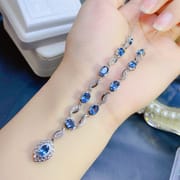 Fashion evening Gift necklace natural Topaz 4*6mm ladies pendant necklace 925 silver wholesale live tremolo