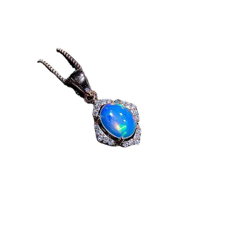 Natural opal pendant S925 silver female main stone 6*8 European and American wholesale