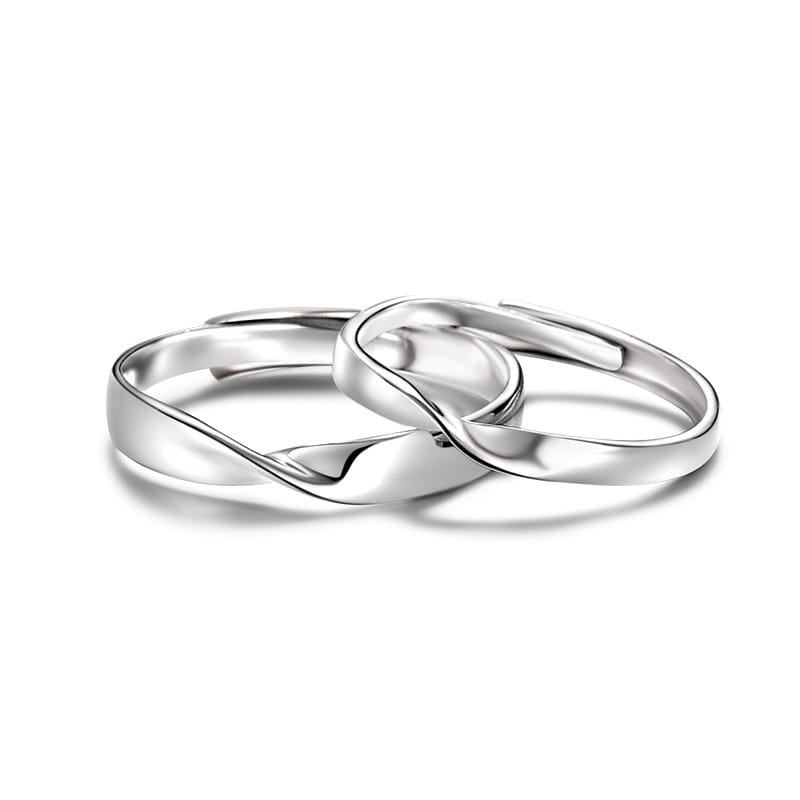 Po S999 Sterling Silver Mobius Ring Light Luxury Niche Open Finger Ring Simple Couple's Ring for Men and Women