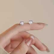 Po S999 Foot Silver Rose Cut Zircon Earrings Fresh and Simple Elegant Ear Pole Earrings for Niche Hair