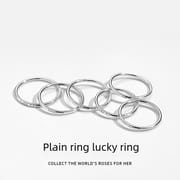 Po S999 Sterling Silver Smiley Lucky Ring Stacked with Slim Ring for Women Niche Atmosphere Simple Tail Ring for Women