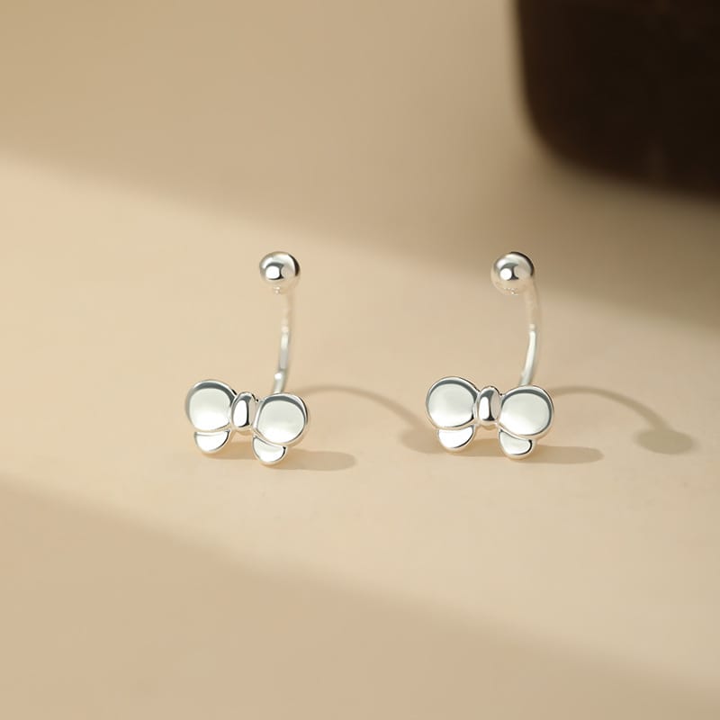 Abao S999 Pure Silver Bow Screw Earrings Korean Style Design Ear Piercing Simple Sweet Earrings Dropshipping