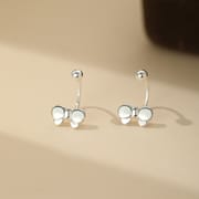 Abao S999 Pure Silver Bow Screw Earrings Korean Style Design Ear Piercing Simple Sweet Earrings Dropshipping