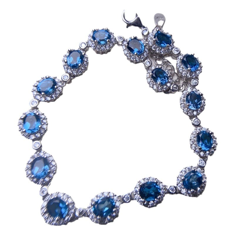 Natural London Blue Topaz bracelet 4 * 5mm fashion bracelet 925 silver London lantopa women's bracelet