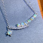 Natural Colorful Opal Necklace High-grade Niche Design 925 Silver Fashion Exquisite Over-tested
