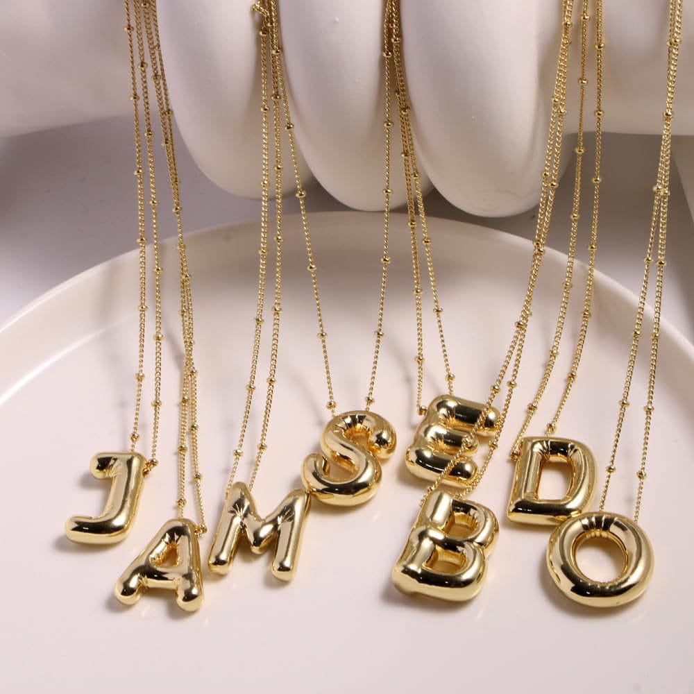 Hot Balloon Glow Letter Necklace Chubby Pendant Fashion Simple Clavicle Chain