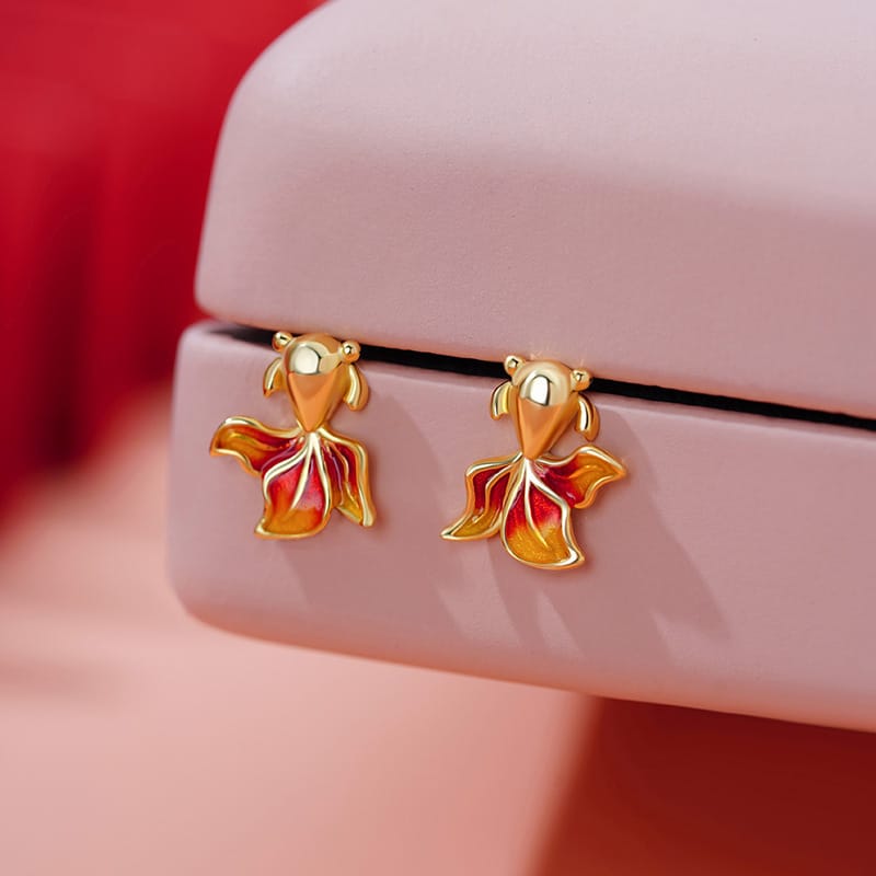 Original Po S999 Foot Silver Shore Koi Screw Earrings Hongyun Rich Temperament Unique Niche Earrings