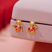 Original Po S999 Foot Silver Shore Koi Screw Earrings Hongyun Rich Temperament Unique Niche Earrings