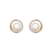 Natural Freshwater Pearl Earrings S925 Silver Needle Hollow Round Micro-inlaid Zircon Earrings Light Luxury Niche Earrings