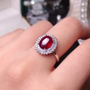 Ruby female finger 925 silver inlaid ruby female ring 6*8mm manufacturers do goods on behalf of a hair