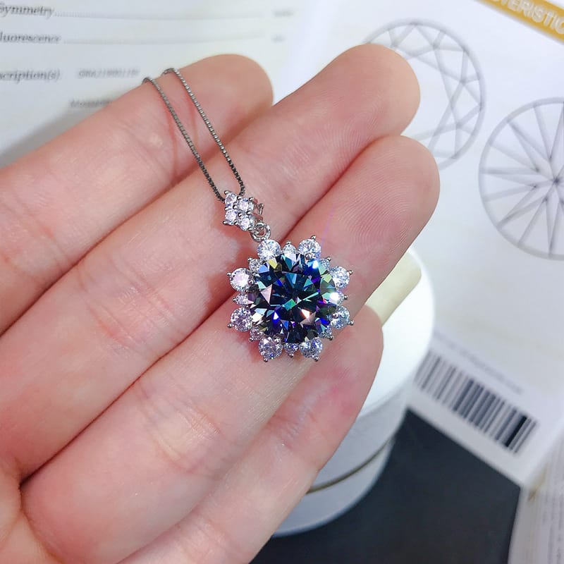 Japanese and Korean fresh 5 karat US imported basketball color diamond pendant women's 925 silver with black card