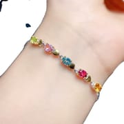 Jewelry Live Supply 925 Silver Ladies Bracelet Natural Tourmaline Detected Color Treasure Wholesale Overseas Supply