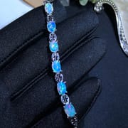 Natural opal bracelet wholesale 925 silver inlaid fashion round drill live for 5*7mm