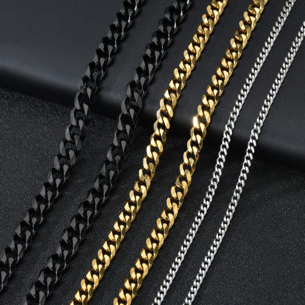European and American cross-border hot sale stainless steel necklace single buckle edging titanium steel chain vacuum plating 18K gold long necklace