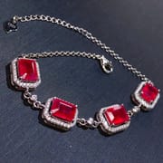 Live delivery ruby bracelet 925 silver Ruby women's bracelet with extended chain one-piece delivery